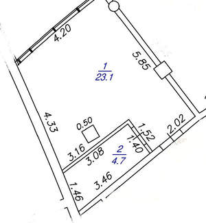 Студия квартира, вторичка, 28м2, 1/1 этаж