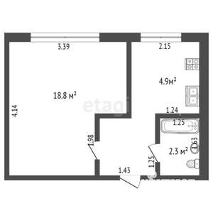 1-к квартира, вторичка, 20м2, 5/5 этаж