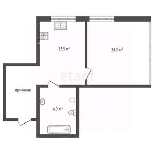 1-к квартира, вторичка, 51м2, 3/5 этаж
