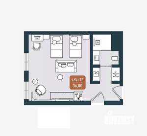 Студия квартира, вторичка, 36м2, 4/6 этаж