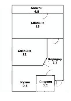 2-к квартира, вторичка, 50м2, 5/5 этаж