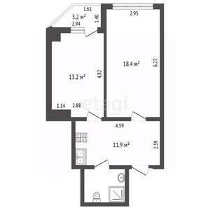 2-к квартира, вторичка, 49м2, 2/11 этаж