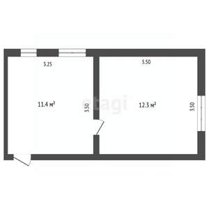 1-к квартира, вторичка, 24м2, 2/2 этаж
