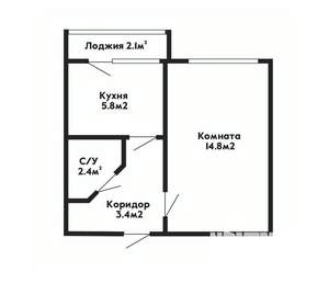 1-к квартира, вторичка, 27м2, 2/5 этаж