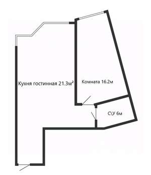 1-к квартира, вторичка, 58м2, 2/6 этаж