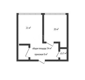 1-к квартира, вторичка, 55м2, 1/6 этаж