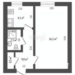 1-к квартира, вторичка, 32м2, 1/5 этаж