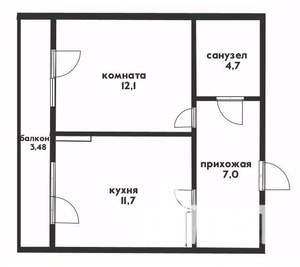 1-к квартира, вторичка, 35м2, 2/6 этаж