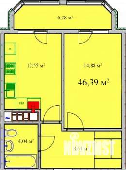 1-к квартира, вторичка, 46м2, 2/8 этаж