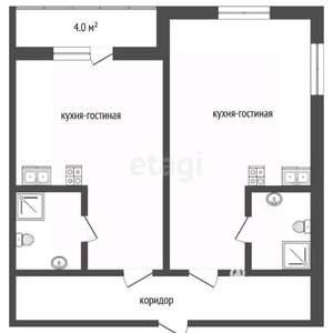 1-к квартира, вторичка, 41м2, 1/3 этаж