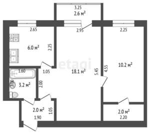 2-к квартира, вторичка, 42м2, 2/5 этаж