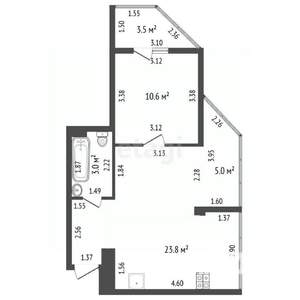 1-к квартира, вторичка, 46м2, 2/7 этаж