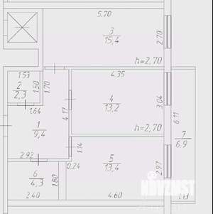 2-к квартира, вторичка, 58м2, 2/6 этаж