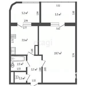1-к квартира, вторичка, 35м2, 5/9 этаж