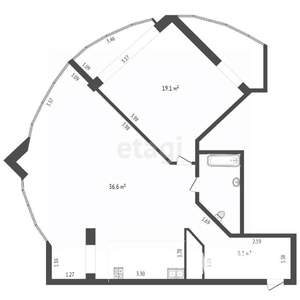 1-к квартира, вторичка, 68м2, 6/8 этаж