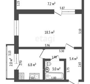 1-к квартира, вторичка, 34м2, 4/5 этаж