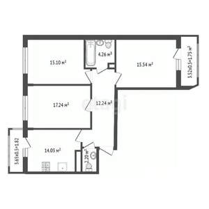 3-к квартира, вторичка, 81м2, 6/7 этаж