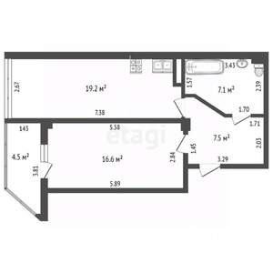 1-к квартира, вторичка, 50м2, 5/8 этаж