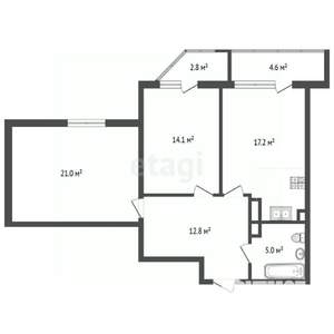 2-к квартира, вторичка, 75м2, 7/7 этаж