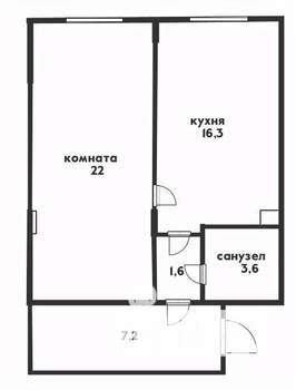 1-к квартира, вторичка, 51м2, 1/11 этаж