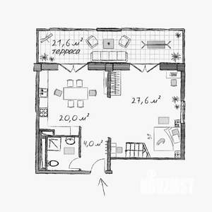 Студия квартира, вторичка, 80м2, 3/6 этаж
