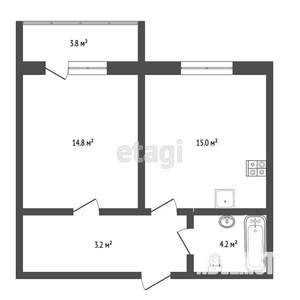 1-к квартира, вторичка, 38м2, 5/6 этаж