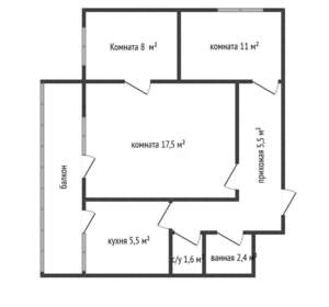 3-к квартира, вторичка, 52м2, 8/9 этаж