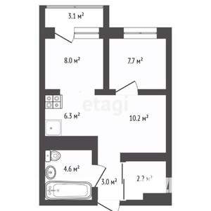 1-к квартира, вторичка, 44м2, 5/6 этаж