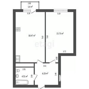 1-к квартира, вторичка, 45м2, 3/4 этаж