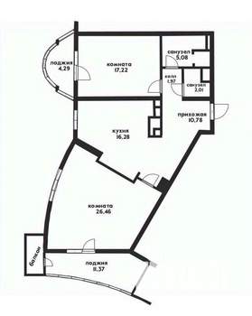 2-к квартира, вторичка, 95м2, 6/11 этаж