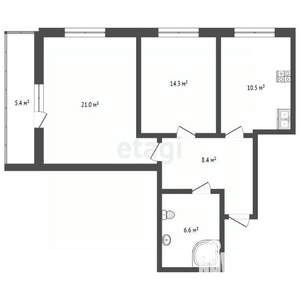 2-к квартира, вторичка, 67м2, 4/5 этаж