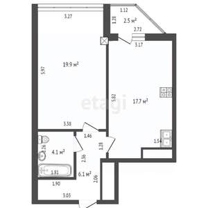 1-к квартира, вторичка, 48м2, 6/8 этаж