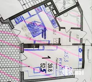 1-к квартира, вторичка, 53м2, 2/12 этаж
