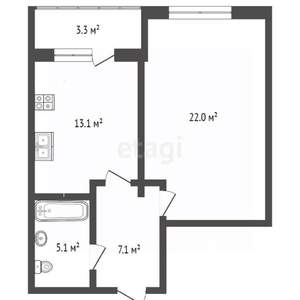 1-к квартира, вторичка, 51м2, 5/5 этаж