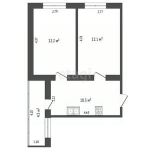 2-к квартира, вторичка, 35м2, 3/5 этаж