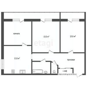 3-к квартира, вторичка, 82м2, 2/5 этаж