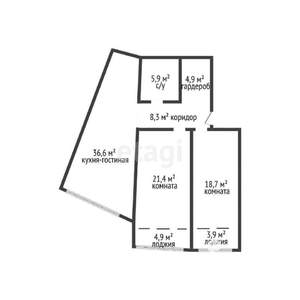 2-к квартира, вторичка, 105м2, 4/7 этаж