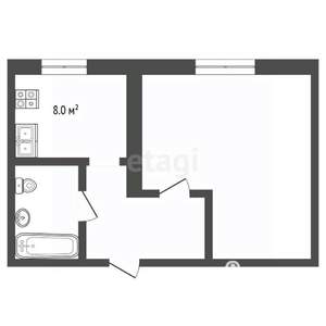 1-к квартира, вторичка, 24м2, 1/2 этаж