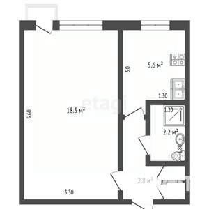 1-к квартира, вторичка, 30м2, 3/5 этаж