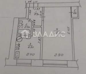 1-к квартира, вторичка, 28м2, 1/2 этаж