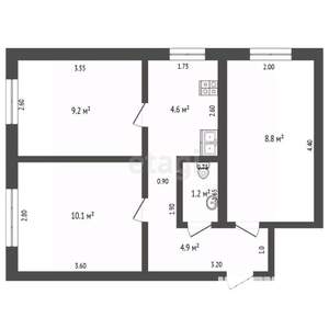 3-к квартира, вторичка, 40м2, 1/2 этаж