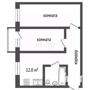 2-к квартира, вторичка, 42м2, 4/4 этаж
