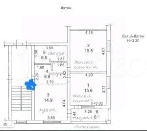 2-к квартира, вторичка, 72м2, 2/4 этаж