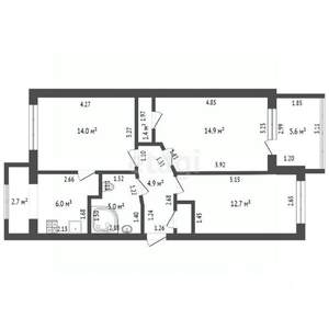 3-к квартира, вторичка, 63м2, 3/5 этаж