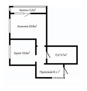 1-к квартира, вторичка, 51м2, 2/5 этаж