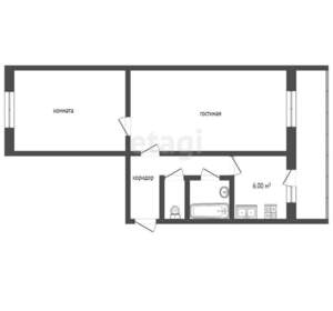 2-к квартира, вторичка, 53м2, 2/3 этаж