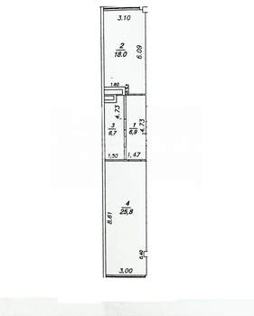 1-к квартира, вторичка, 57м2, 8/8 этаж