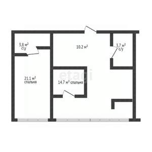 2-к квартира, вторичка, 73м2, 1/3 этаж