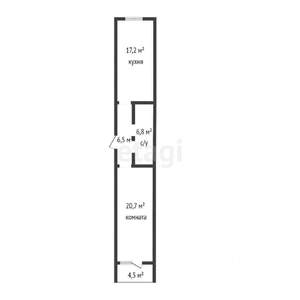 1-к квартира, вторичка, 51м2, 5/7 этаж