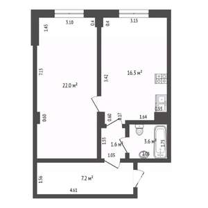 1-к квартира, вторичка, 51м2, 1/11 этаж